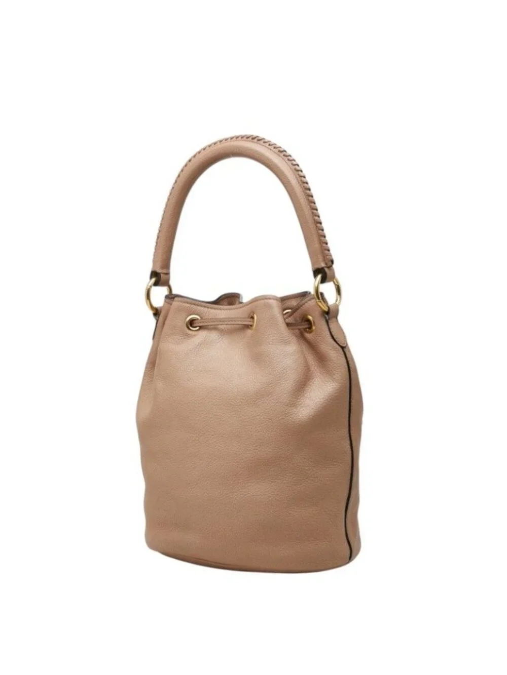 Miu Miu Handbag Drawstring Pink Beige Leather